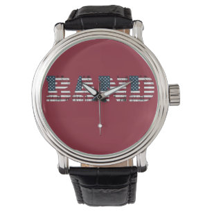 Band USA Vlag Horloge - Rood