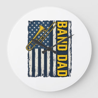 Band Vader Trombone Amerikaanse Vlag Vintage T-shi Grote Klok