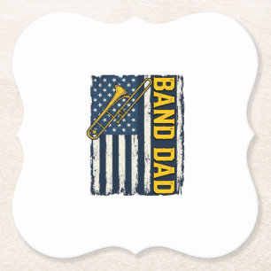Band Vader Trombone Amerikaanse Vlag Vintage T-shi Kartonnen Onderzetters