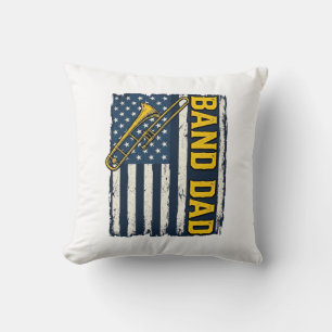Band Vader Trombone Amerikaanse Vlag Vintage T-shi Kussen