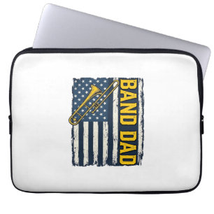 Band Vader Trombone Amerikaanse Vlag Vintage T-shi Laptop Sleeve