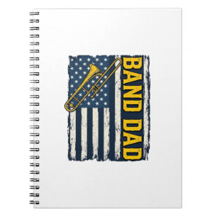 Band Vader Trombone Amerikaanse Vlag Vintage T-shi Notitieboek