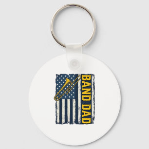 Band Vader Trombone Amerikaanse Vlag Vintage T-shi Sleutelhanger