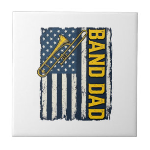 Band Vader Trombone Amerikaanse Vlag Vintage T-shi Tegeltje