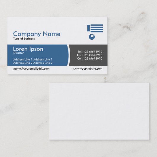 Band verdeeld Blauw en Donkergrijs Visitekaartje (Voorkant / Achterkant)