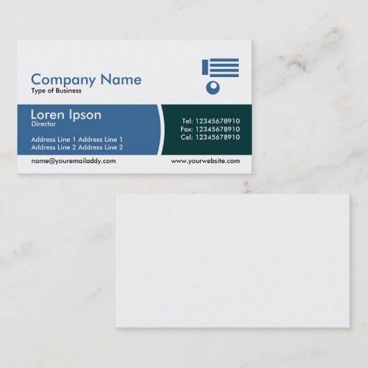 Band verdeeld Blauw en Donkergroen Visitekaartje (Voorkant / Achterkant)