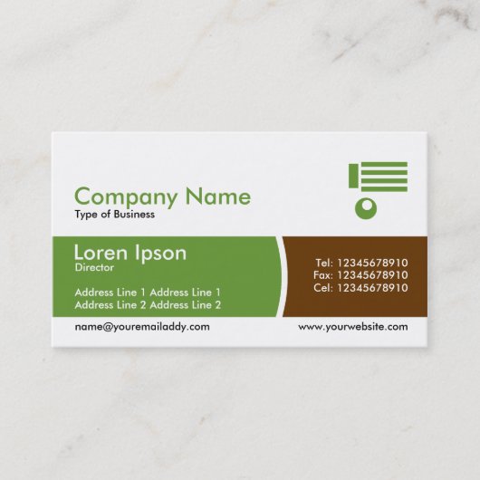 Band verdeeld over - groen en bruin visitekaartje (Voorkant)