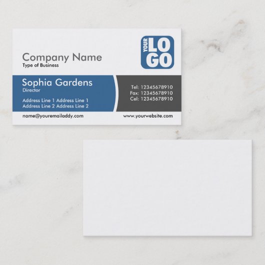 Band verdeeld - woestijnblauw - Logo Visitekaartje (Voorkant / Achterkant)