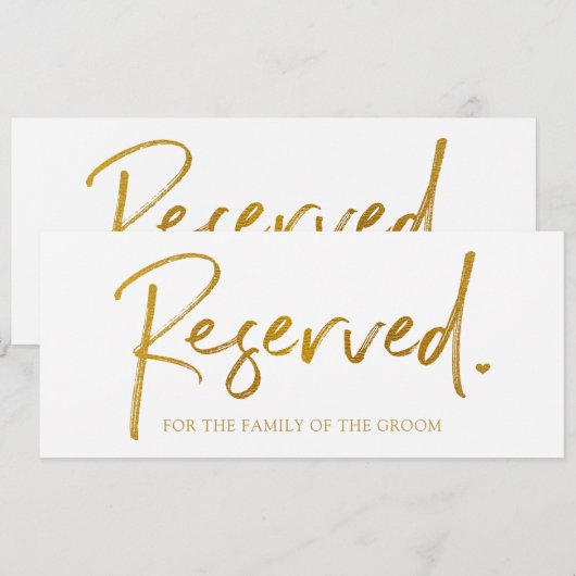 Band voor bruiloft gereserveerd teken - Faux Gold  (Voorkant / Achterkant)