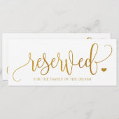 Band voor bruiloft gereserveerd teken - Faux Gold  Kaart (Voorkant / Achterkant)