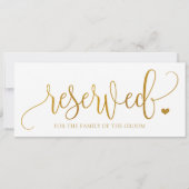 Band voor bruiloft gereserveerd teken - Faux Gold  Kaart (Voorkant)