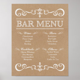 Band voor bruiloft - Menu Borg Rustic Wedding Sign Poster