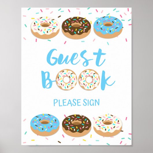 Band voor gastboek Blauw Donut Sprinkle Poster (Voorkant)