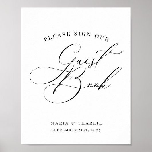Band voor gastboekje Weddenschap Modern Elegant Poster (Voorkant)