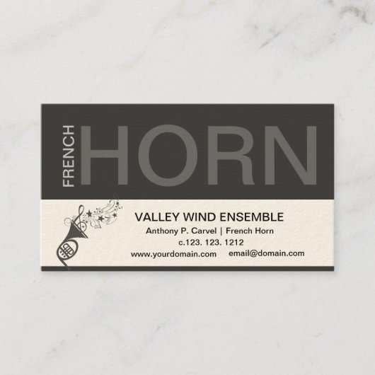 Band Wind Ensemble French Horn Musical Instrument Visitekaartje (Voorkant)