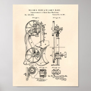 Band-zaagmachines 1871 oude kunstpooier poster