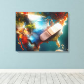 Bandage op een kaart van de VS Canvas Afdruk (Insitu (Houten vloer))