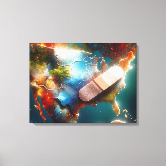 Bandage op een kaart van de VS Canvas Afdruk (Voorkant)