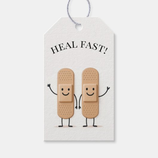 Bandage Stick Figure Couple Waving Cadeaulabel (Voorkant)