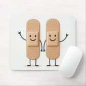 Bandage Stick Figure Couple Waving Muismat (Met muis)