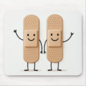 Bandage Stick Figure Couple Waving Muismat (Voorkant)