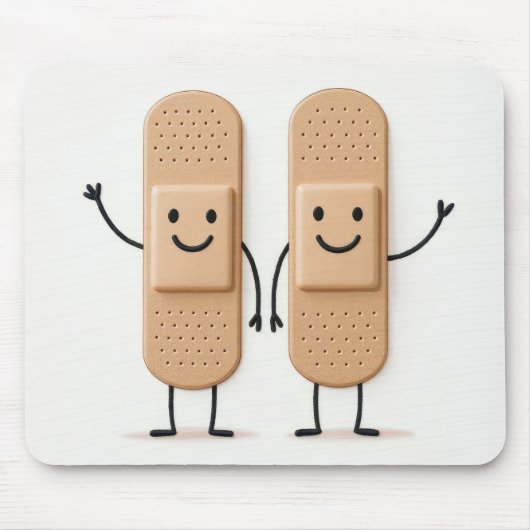 Bandage Stick Figure Couple Waving Muismat (Voorkant)