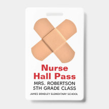 Bandaidschool Zurse Hall Pass Badge