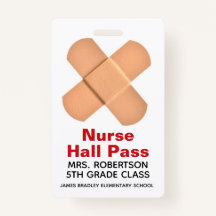 Bandaidschool Zurse Hall Pass Badge