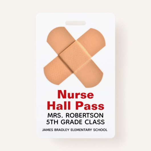 Bandaidschool Zurse Hall Pass Badge (Voorkant)