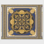 Bandana-afdruk op zwarte en blauwe achtergrond, Go Cadeaupapier (Vlak)