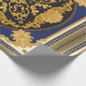 Bandana-afdruk op zwarte en blauwe achtergrond, Go Cadeaupapier (Hoek)