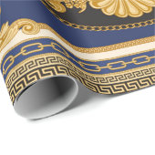 Bandana-afdruk op zwarte en blauwe achtergrond, Go Cadeaupapier (Rol Hoek)