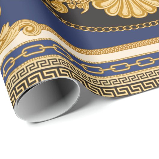 Bandana-afdruk op zwarte en blauwe achtergrond, Go Cadeaupapier (Rol Hoek)