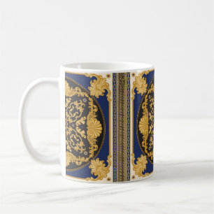 Bandana-afdruk op zwarte en blauwe achtergrond, Go Koffiemok