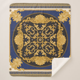 Bandana-afdruk op zwarte en blauwe achtergrond, Go Sherpa Deken