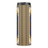 Bandana-afdruk op zwarte en blauwe achtergrond, Go Thermosbeker (Achterkant)