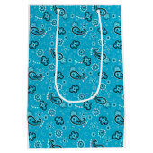 Bandana Blauw Patroon Modern Leuk Kleurrijk Medium Cadeauzakje (Achterkant)