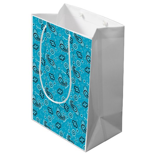 Bandana Blauw Patroon Modern Leuk Kleurrijk Medium Cadeauzakje (Achterkant Gekanteld)