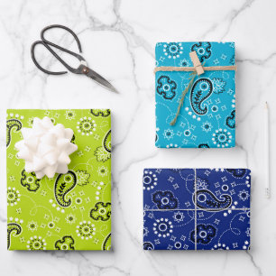 Bandana Blue Green Mod Adventure Boys Fun Inpakpapier Vel