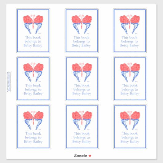 Bandana Butterfly Bookplaat Sticker (Vel)