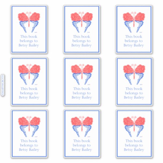 Bandana Butterfly Bookplaat Sticker (Voorkant)