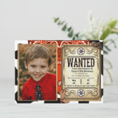 Bandana Cowboy Verjaardag Foto Uitnodiging (Staand voorkant)