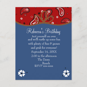 Bandana en Denim Cowgirl Birthday Kaart