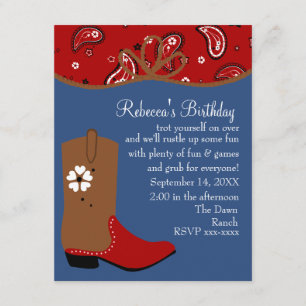Bandana en Lasso Cowgirl Birthday Kaart