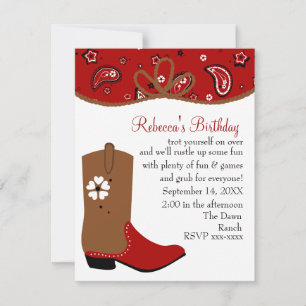 Bandana en Lasso Cowgirl Birthday Kaart