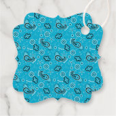 Bandana Green Blue Pattern Retro Preppy Two tone Bedankjes Labels (Achterkant)