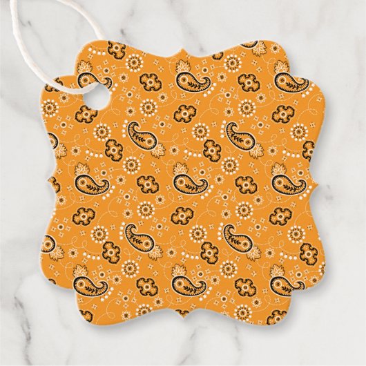 Bandana Oranje Yellow Pattern Two tone Fun Bedankjes Labels (Voorkant)