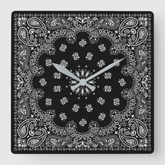 bandana paisley square clock vierkante klok (Voorkant)