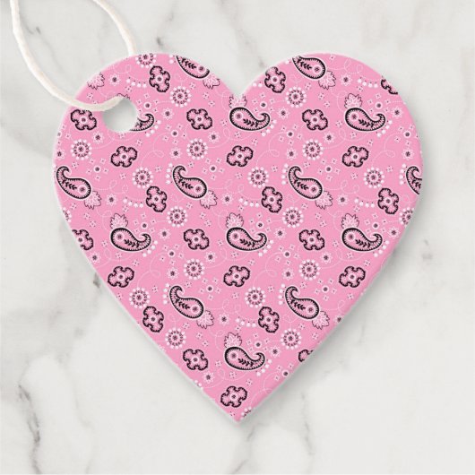 Bandana Pink Pattern Retro Heart Love Valentijn Bedankjes Labels (Voorkant)