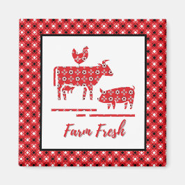 Bandana Print Farm Animals Magneet